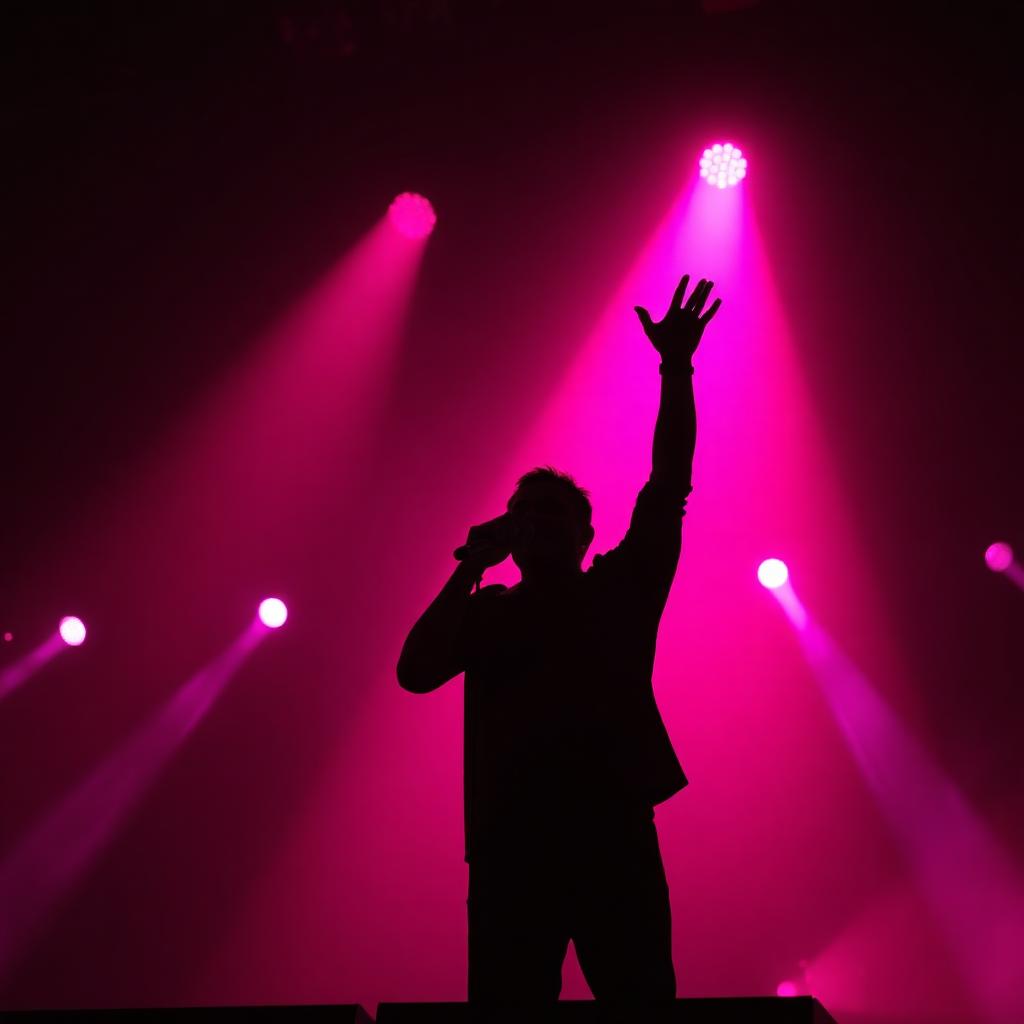 Storyteller under a single spotlight on stage