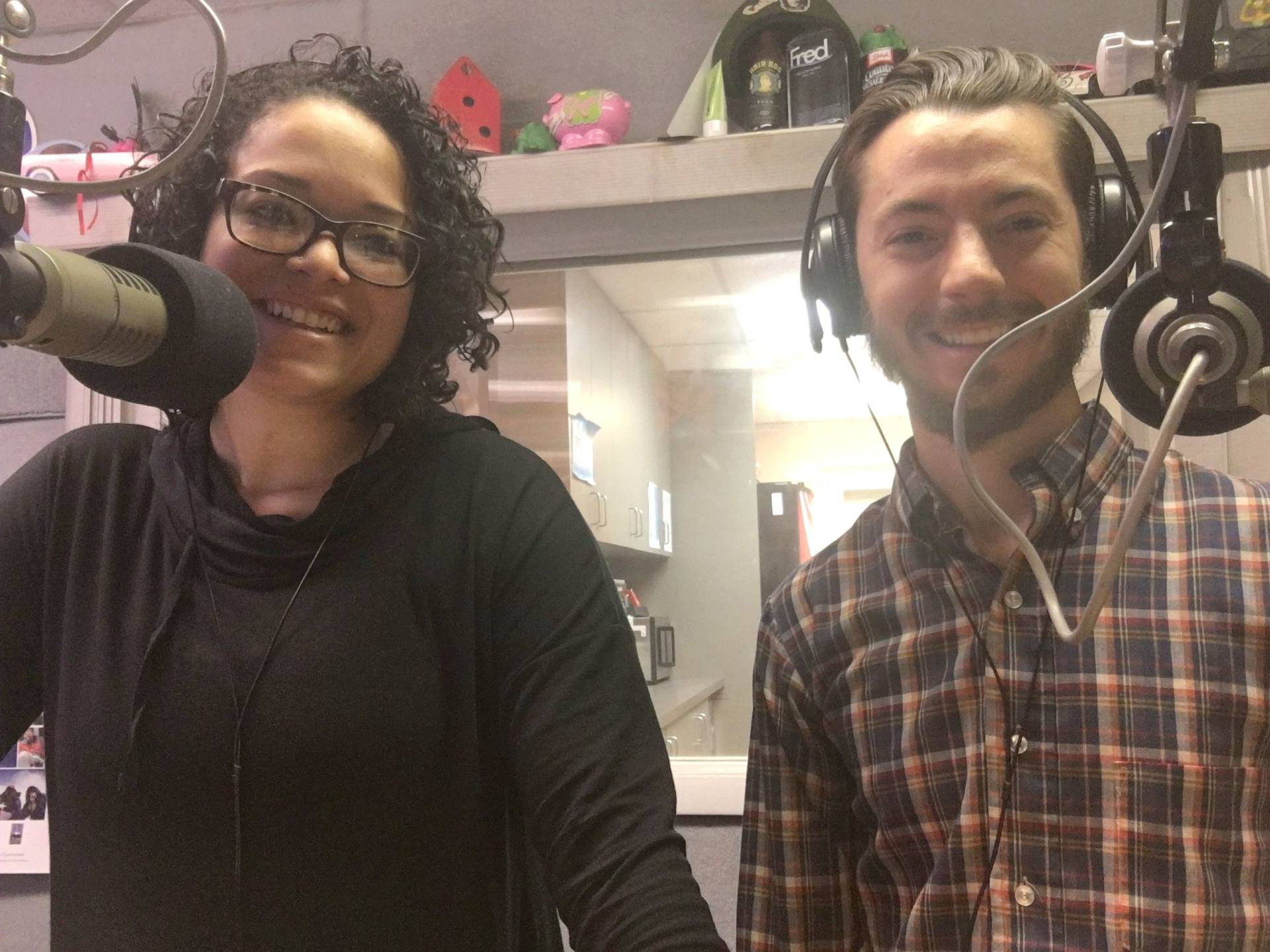 Dr. Rebecca Warren and Dr. Nathan Warren in the studio at Talk Radio 102.3 in Chattanooga
