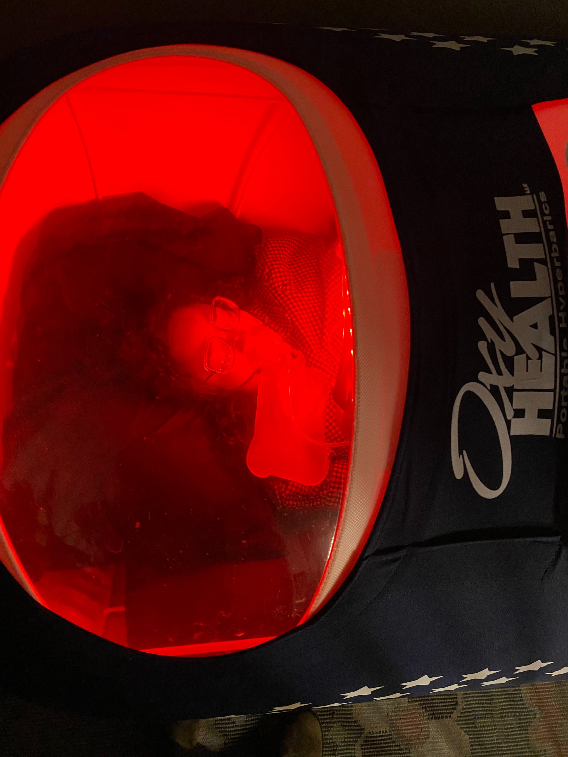 The HBOT chamber with the red light add-on