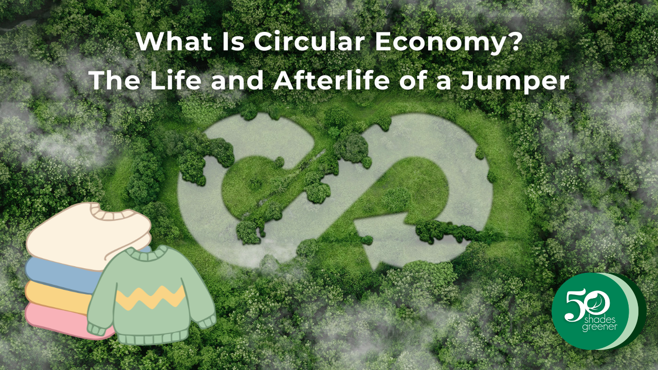circular economy infinity symbol with a jumper