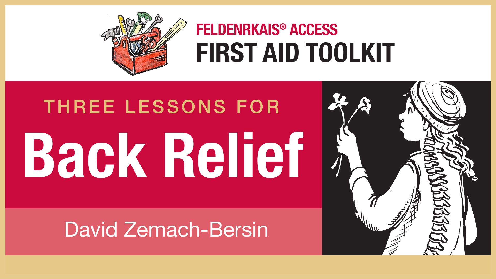 Young child with illustrated spine holding two flowers while wearing a hat as an illustration of online Feldenkrais Method lessons for Back Relief