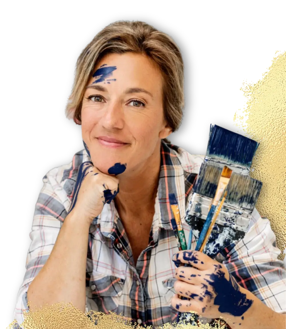 encaustic online course teacher with paint brushes