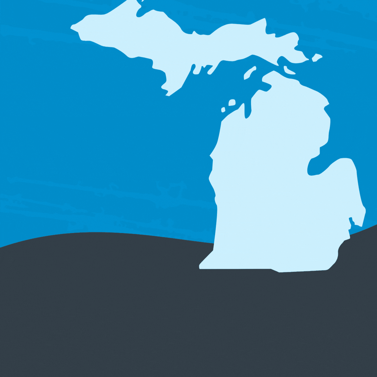 A blue animated graphic with the outline of the State of Michigan and text saying Government Social Media Summit, Rochester, Michigan. November 19, 2026.