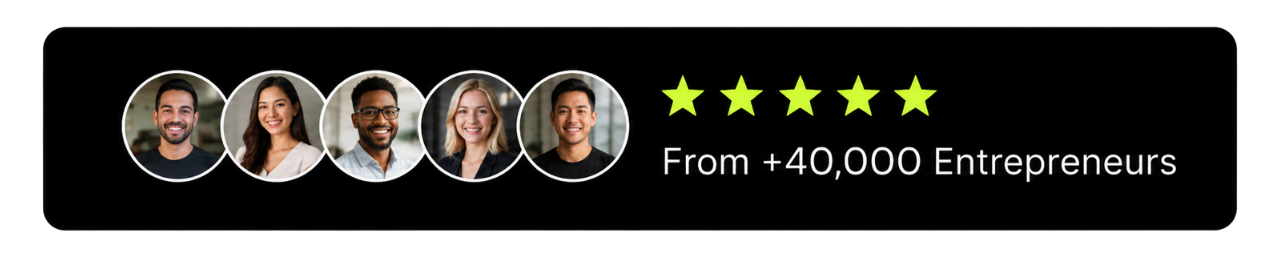 Five-star reviews from more than 40,000 entrepreneurs