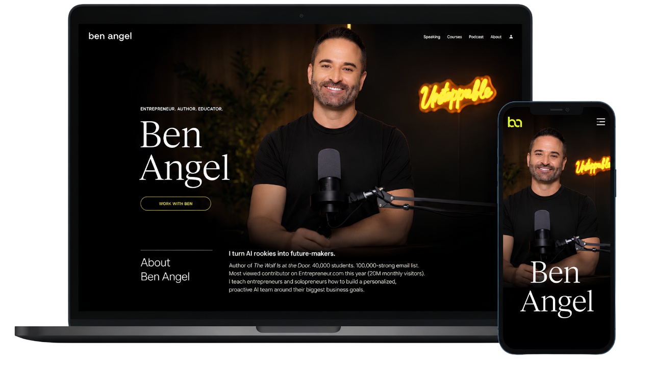 Ben Angel website displayed on laptop and mobile