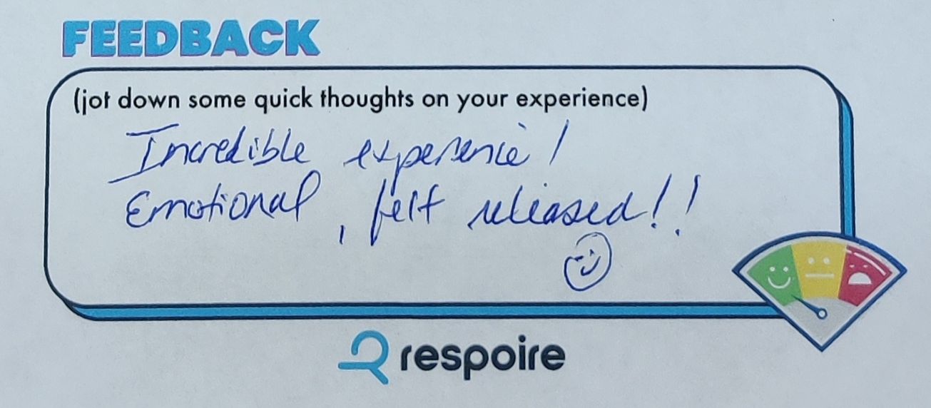 "Incredible experience! Emotional, felt released!!"