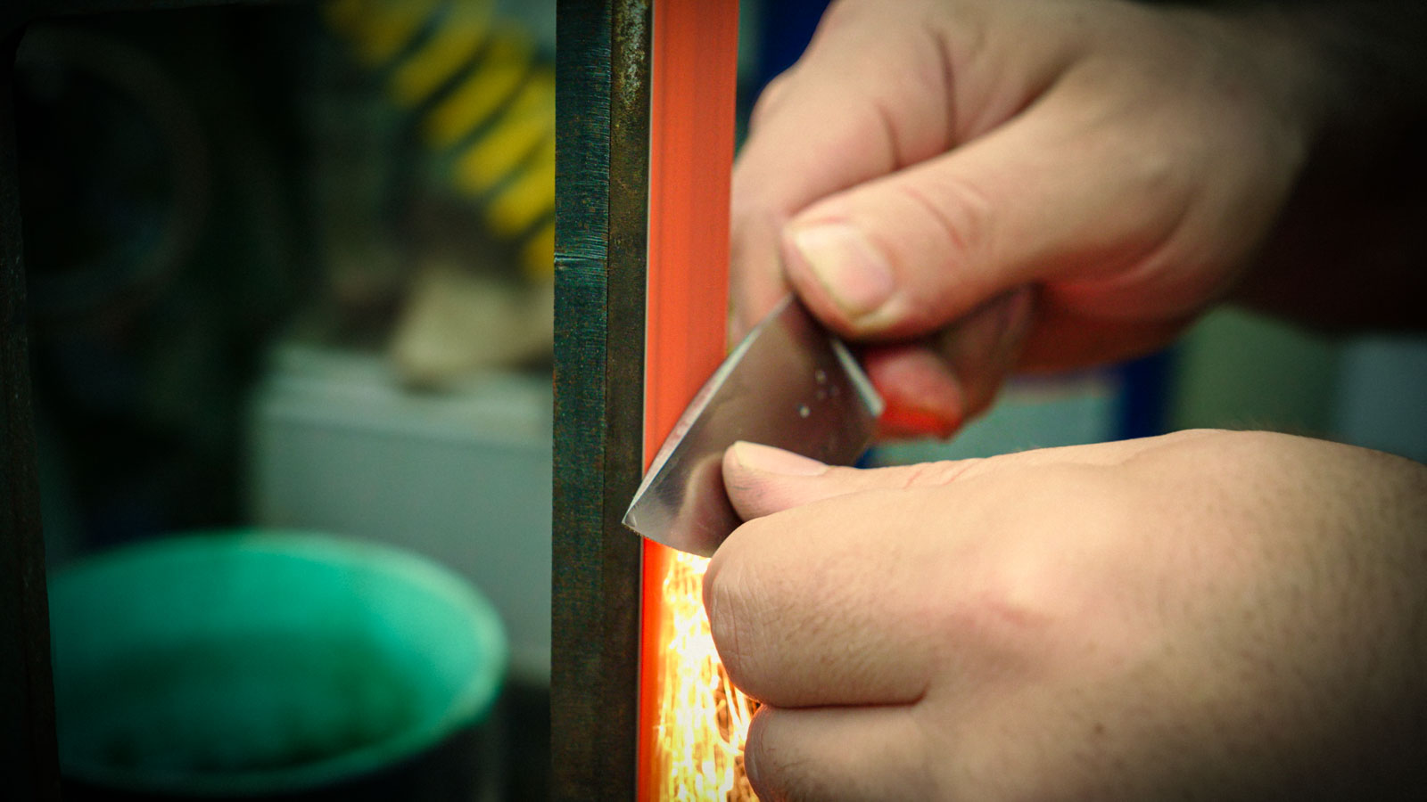 Knife work on grinder