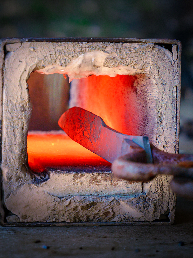 Hot blade in forge