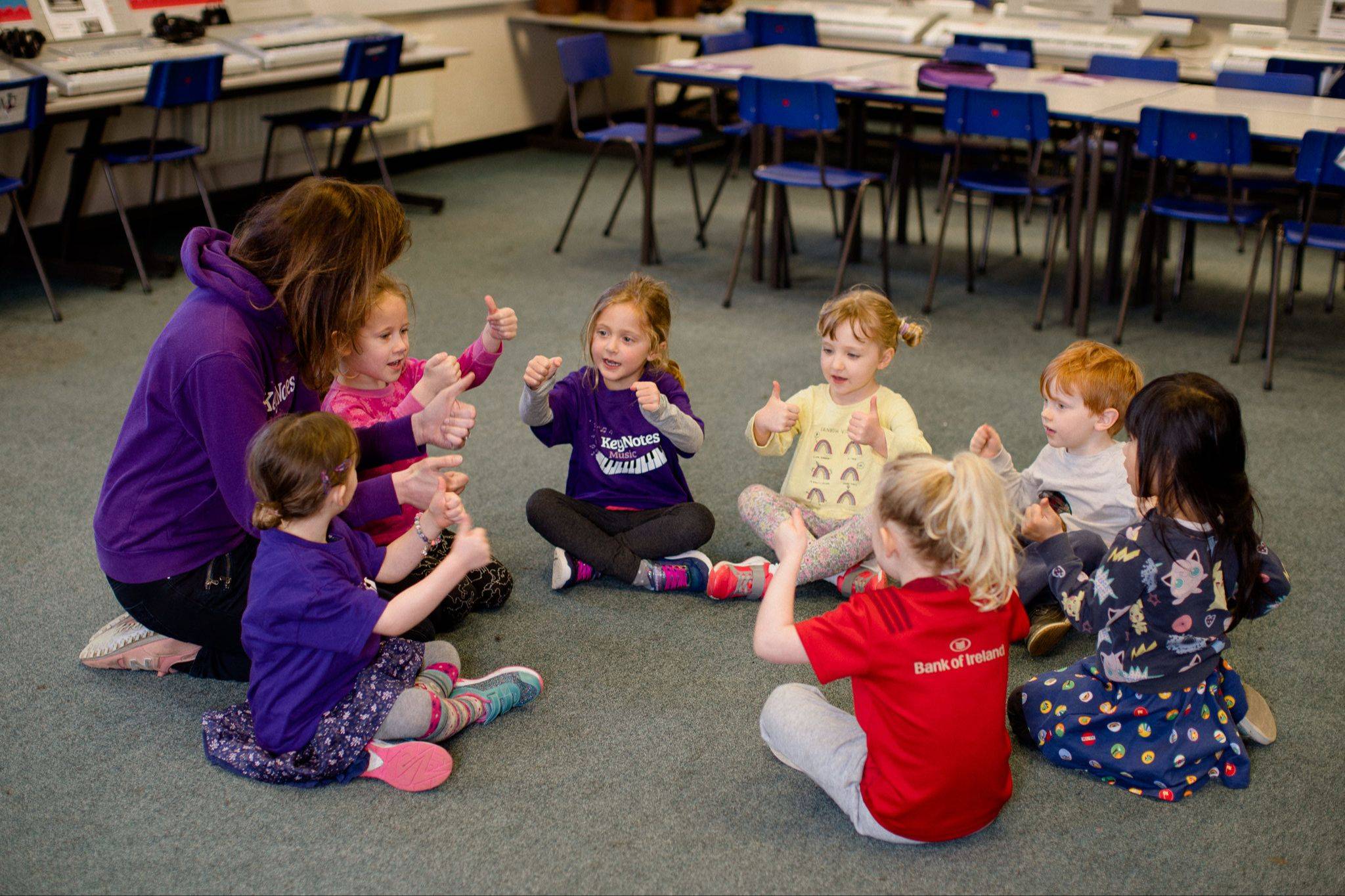 Children learning together in a KeyNotes Music class