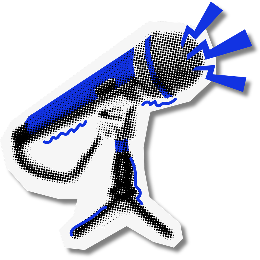 Halftone sticker of a microphone on a stand