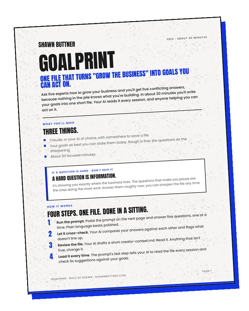 The Goalprint handout, cover page