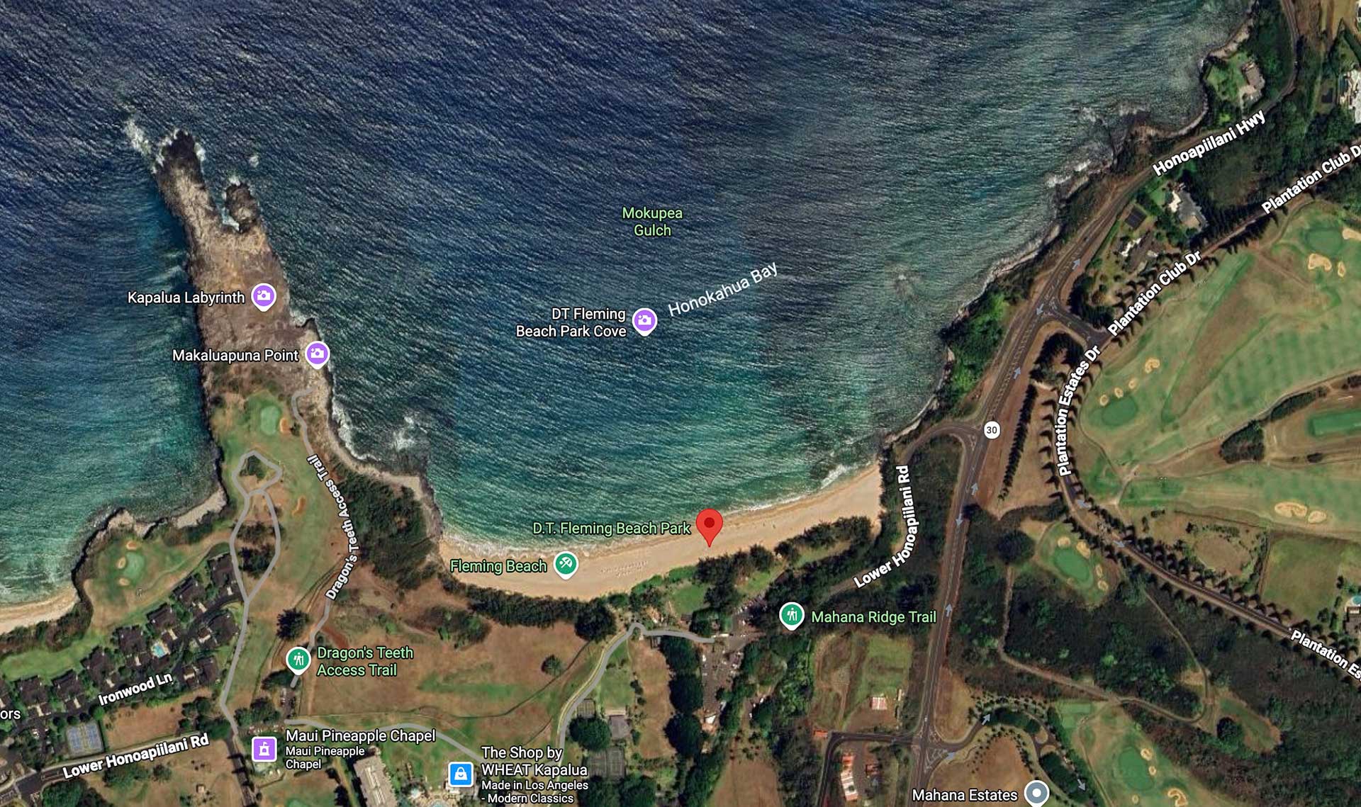 D.T. Fleming Beach Park, Maui Map