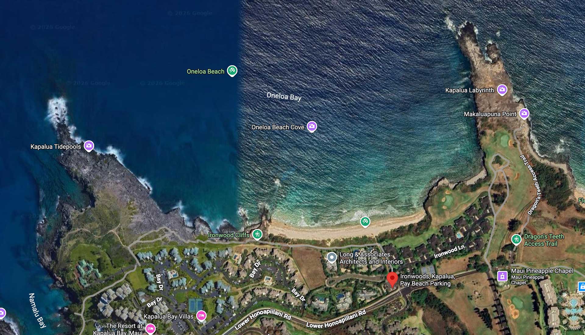Ironwood Beach (Oneloa Beach), Maui Map