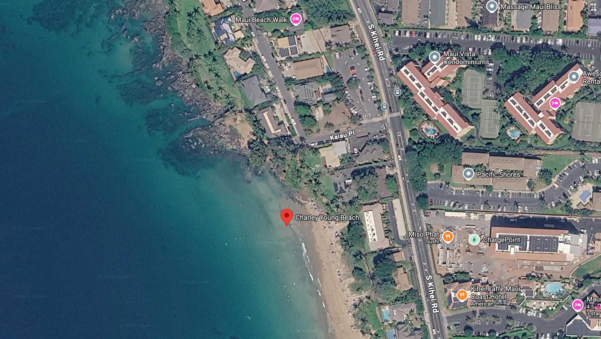 Charley Young Beach Park, Maui, Hawaii Map