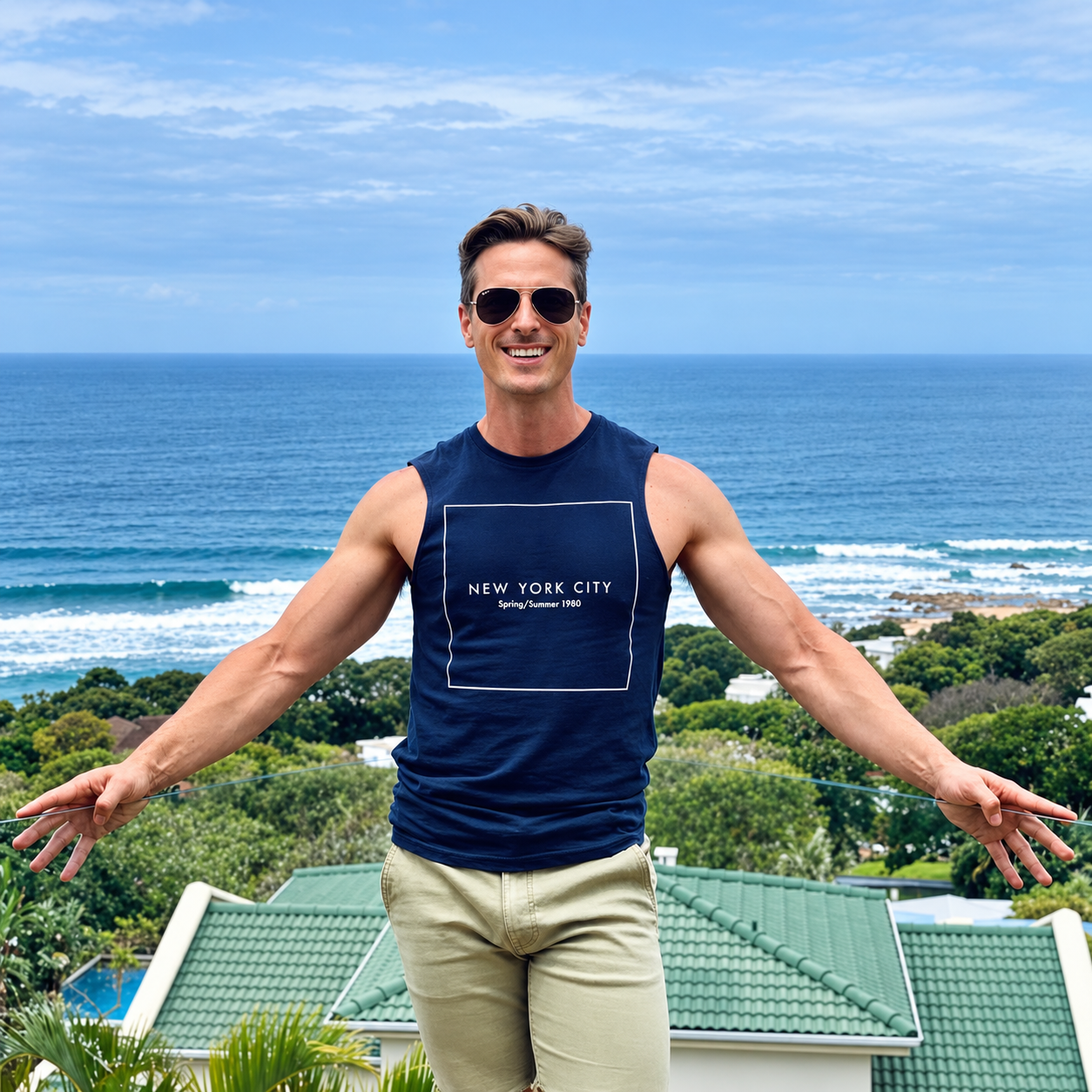 Jacque Visagie on a coastal balcony