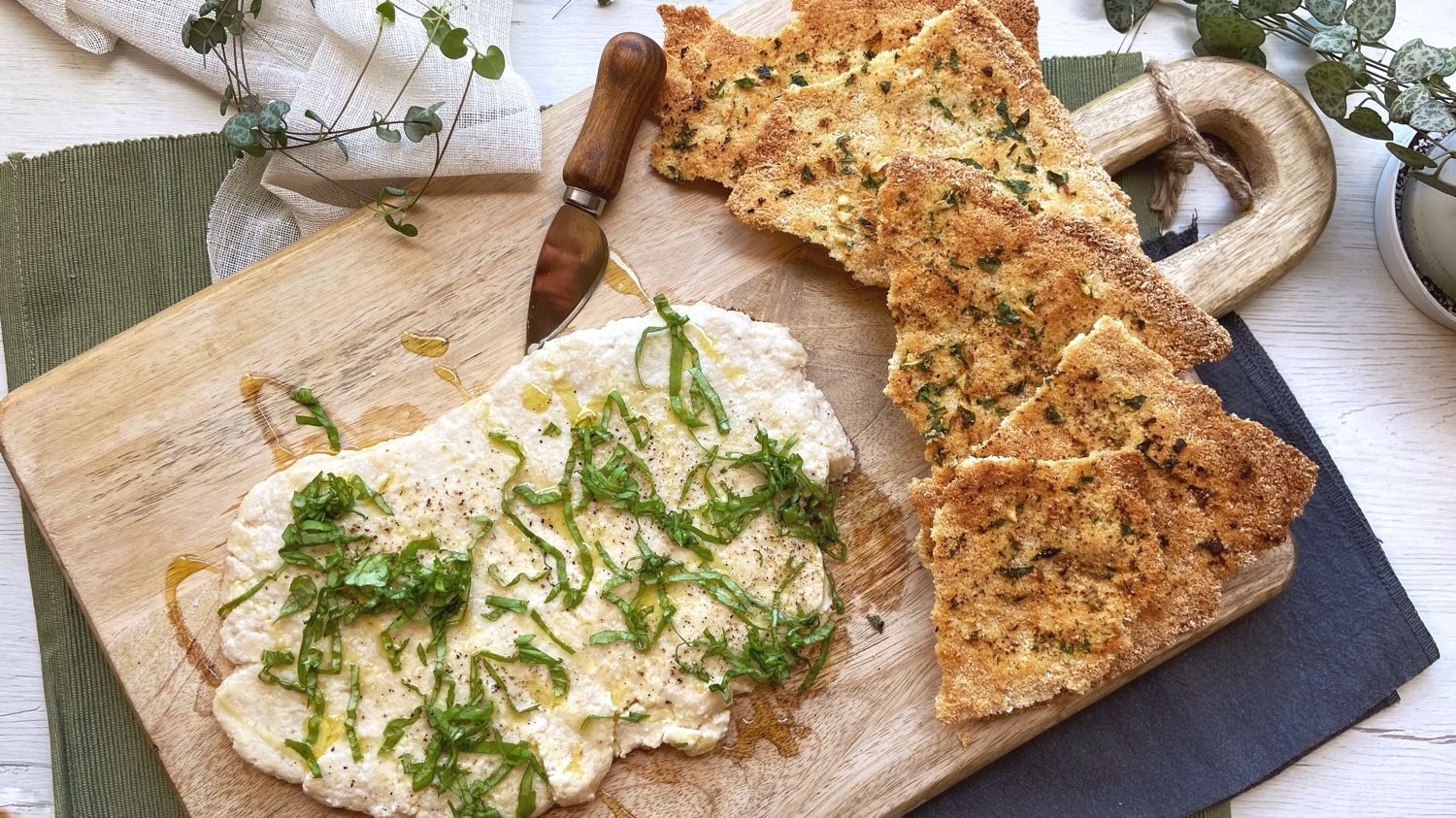 Venezuelan Vegan Telita Cheese with Crunchy Casabe or Cassava Cake