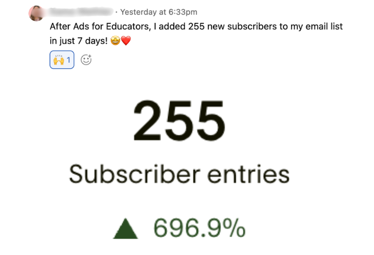 Ads for Educators student result