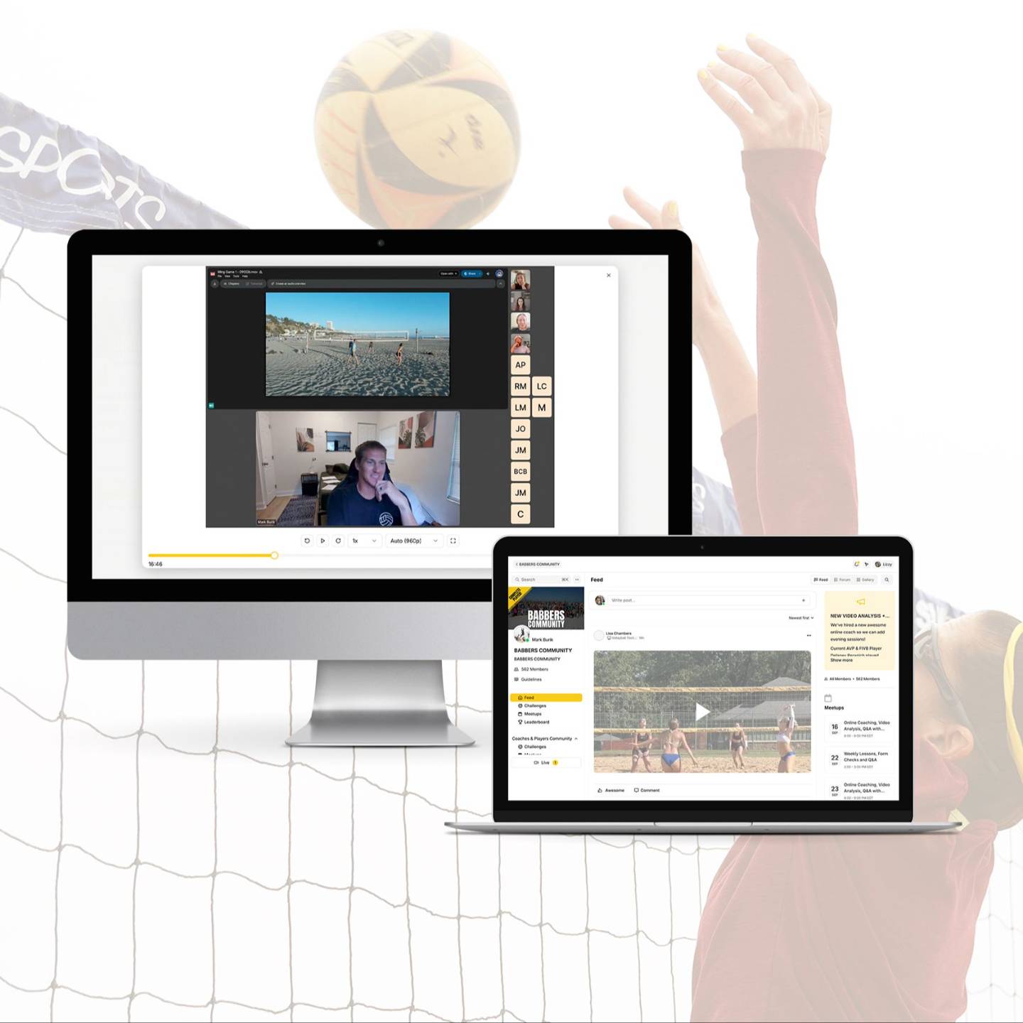 image of beach volleyball player at the net