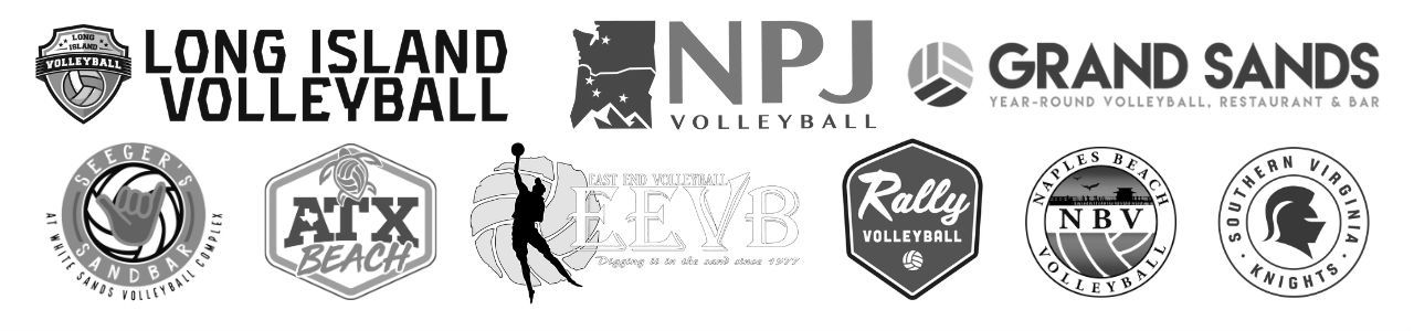 Long Island Volleyball, NPJ Volleyball, Grand Sands Volleyball, Seeger's Sandbar, ATX Beach, East End Volleyball, Rally Volleyball, Naples Beach Volleyball, Southern Virginia Knights