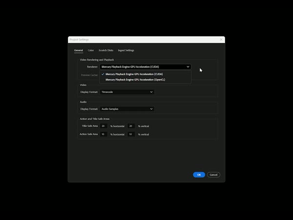 The Project Settings window in Premiere Pro