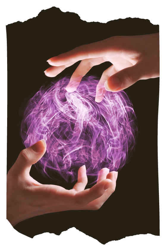 Two hands cradling a glowing purple energy orb — elemental spellcraft and energy work in the Way of the Mage online magic course