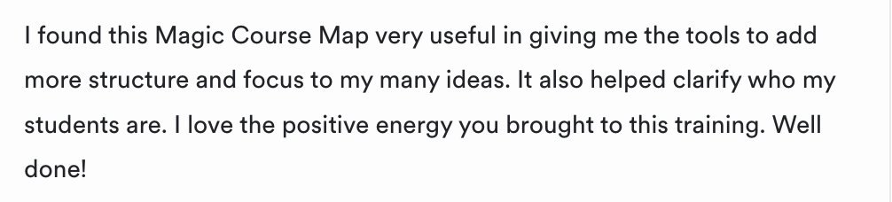 Testimonial about structure, focus, and clarity on who the students are