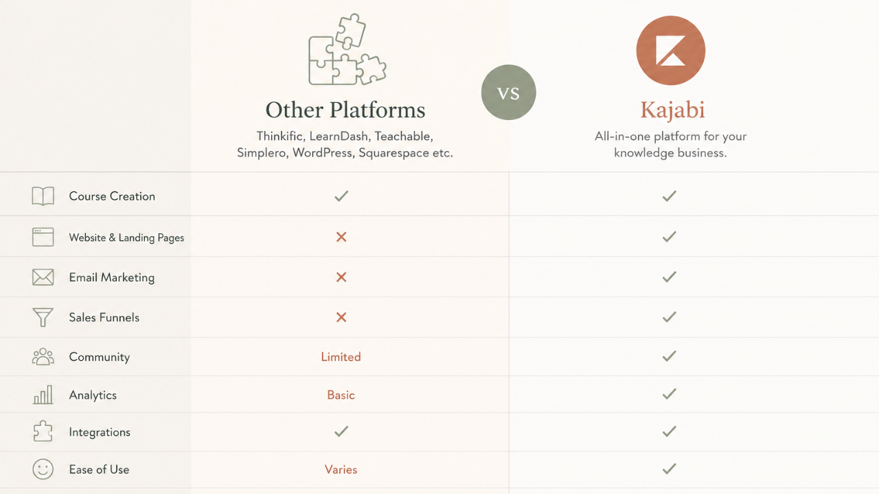 Kajabi vs other platforms - what practitioners actually need to know