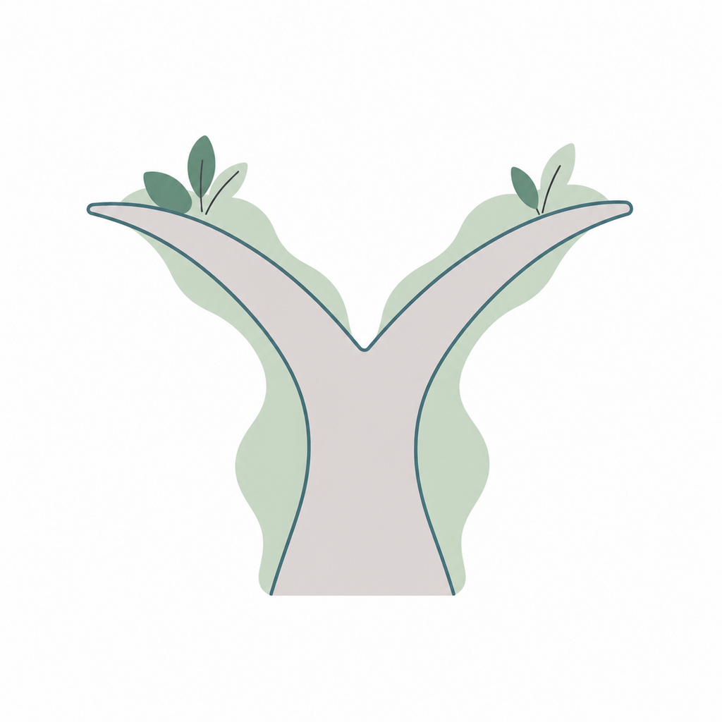 Illustration of a path forking in two, marking the considering divorce section