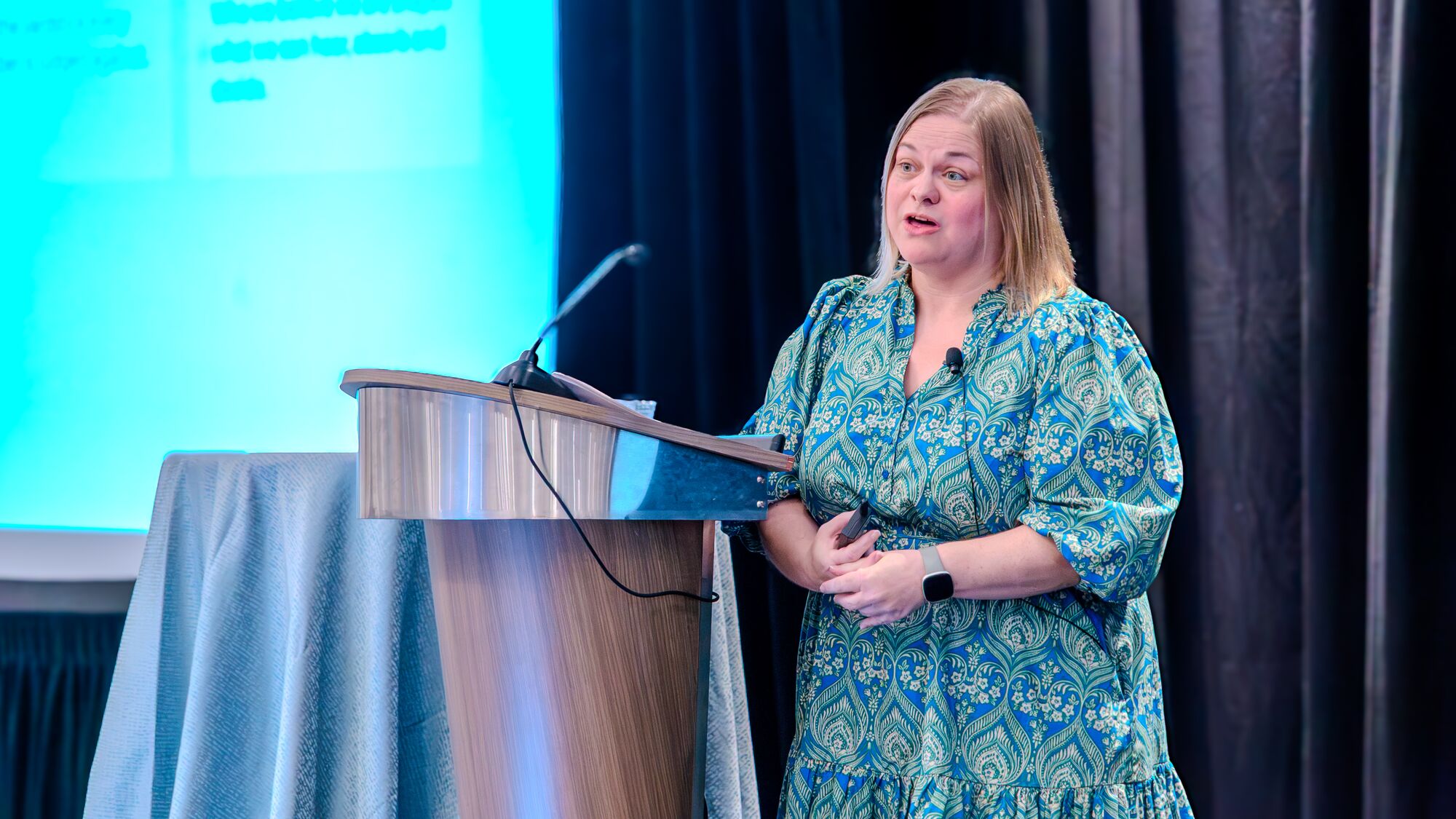 Leah Hadley delivering the keynote at the 2026 IDFA conference