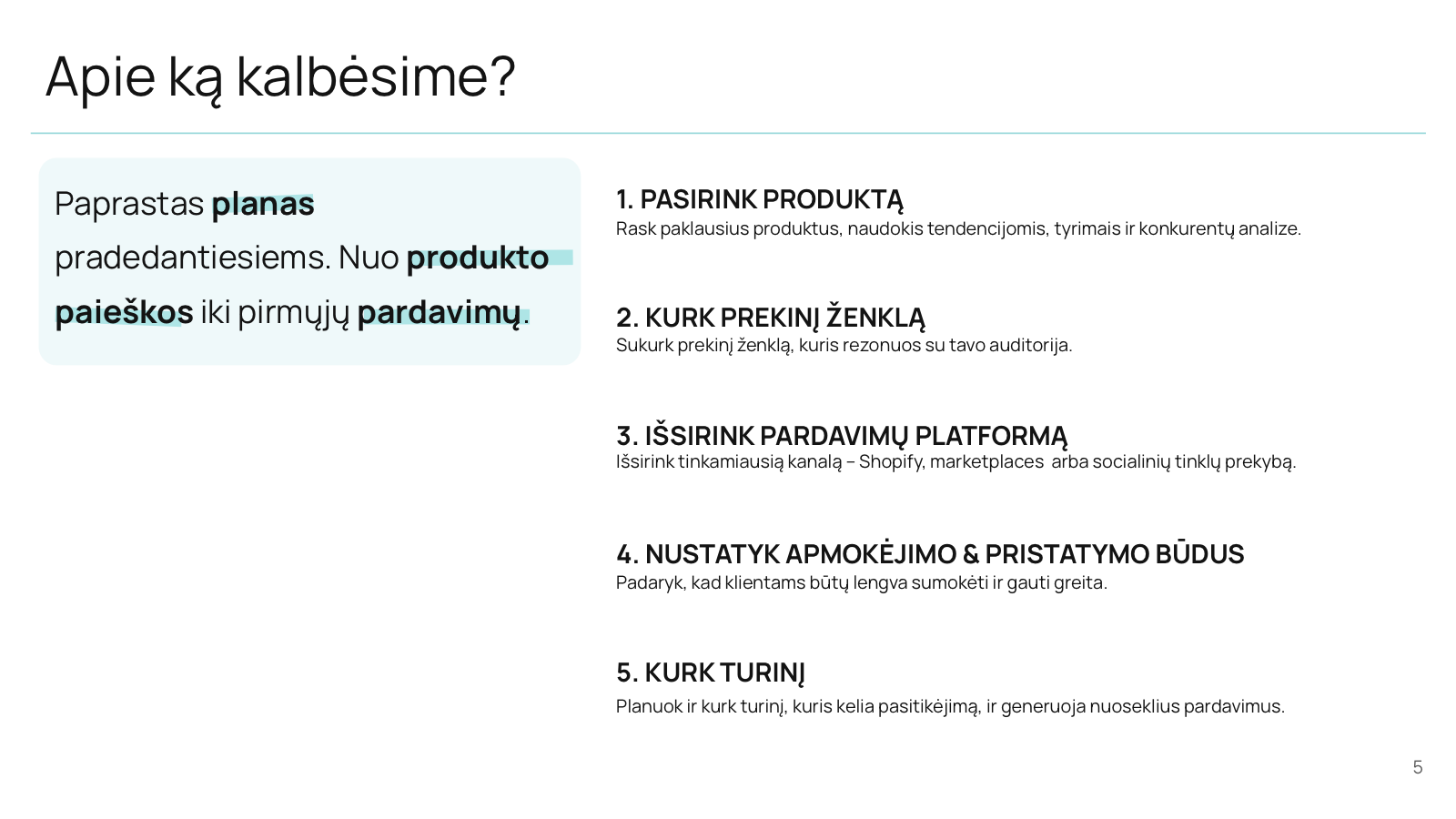 Skaidrė: 5 el. parduotuvės kūrimo žingsniai