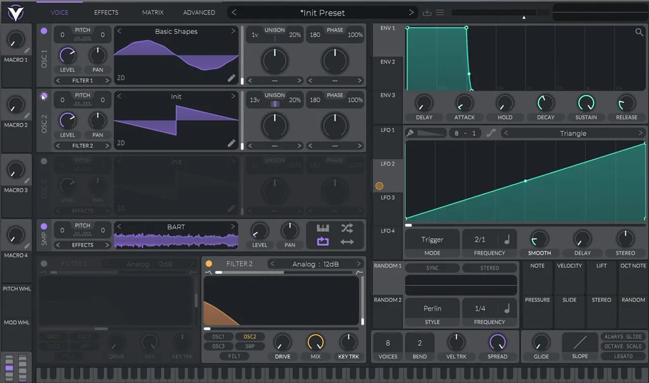 Vital noise oscillator with an atmospheric sample at low level on a dark DnB bass