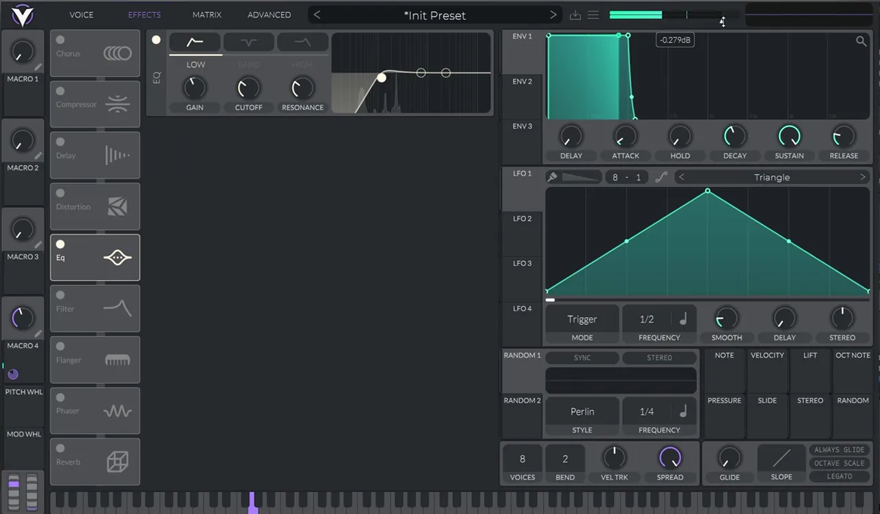 Vital EQ effect with a low-pass band cutting the harmonics layer of a deep bass like Skeptical Desire