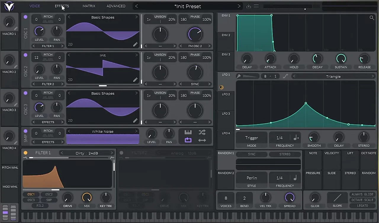 Vital LFO 1 with a curved peak shape at a dotted 1/4 rate modulating the filter cutoff of a neuro bass