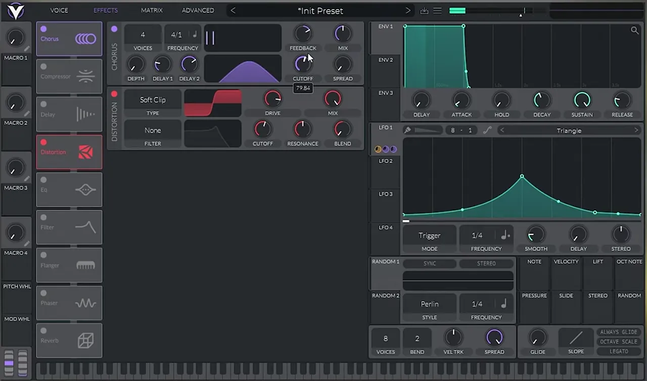 Vital effects chain with distortion moved above chorus, chorus on 4 voices with spread and depth down, for a neuro bass