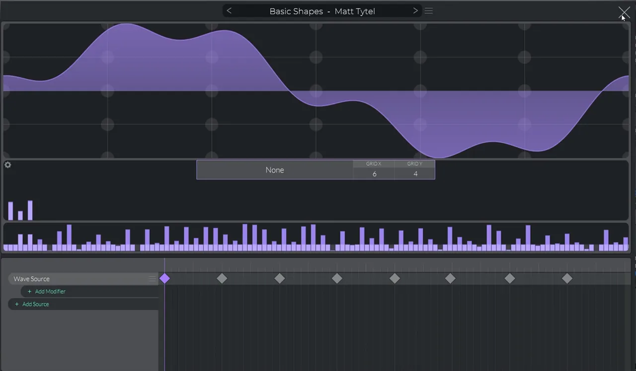 Vital wavetable editor with the third and fifth harmonics added to a sine, the harmonics layer of a deep bass like Skeptical Desire