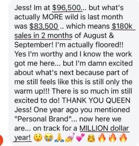 Real client win shared with Jess