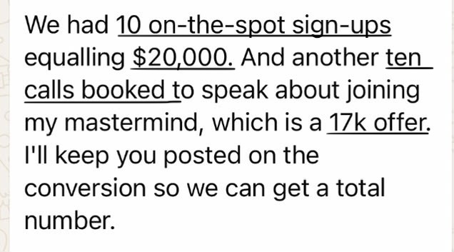 Real client win shared with Jess