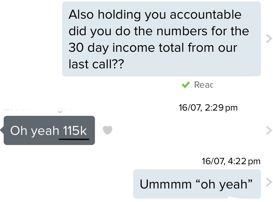 Real client win shared with Jess
