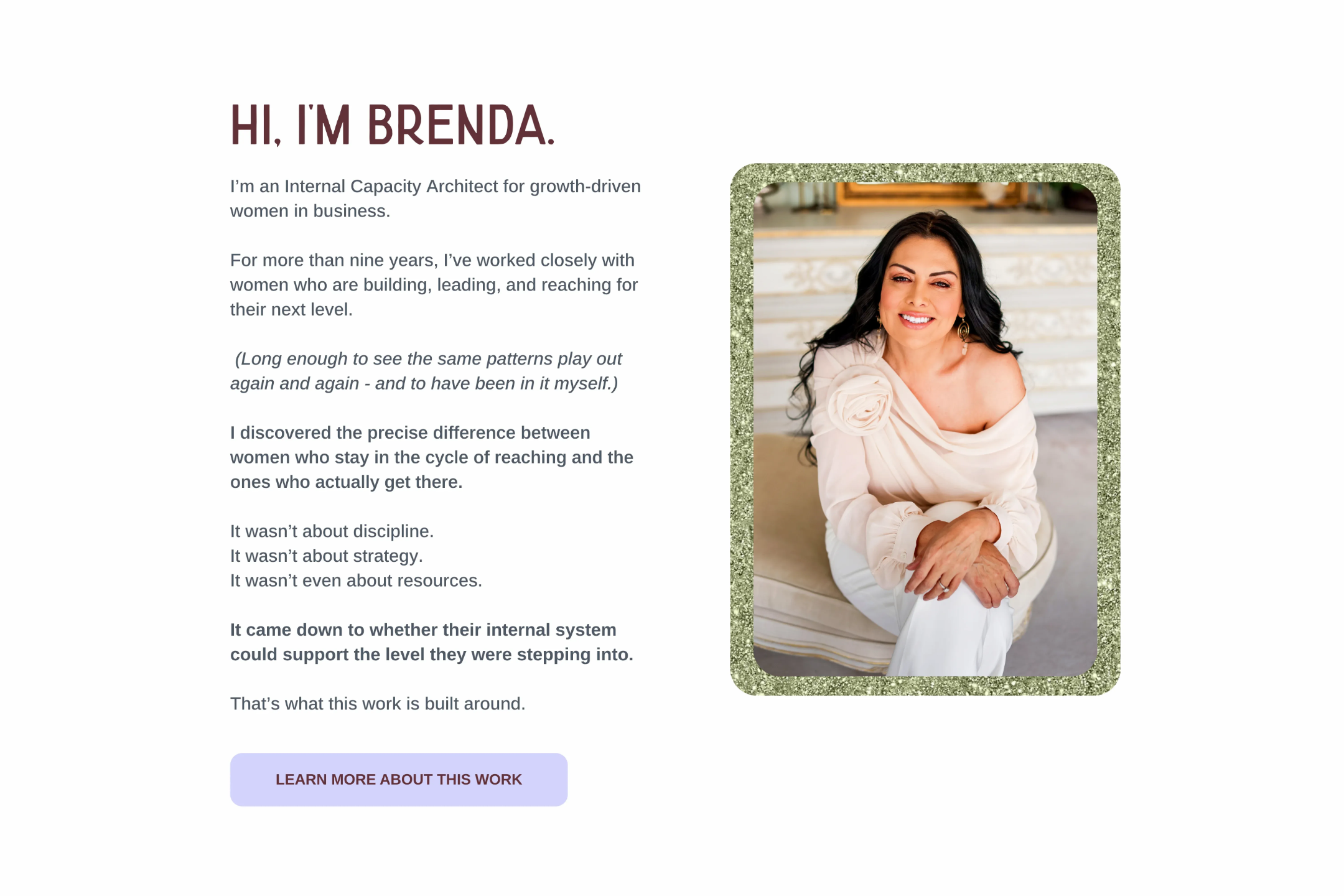 Brenda Terry Co. founder Brenda Terry, internal capacity architect for growth-driven women in business, sharing her experience helping clients build sustainable growth and internal capacity.