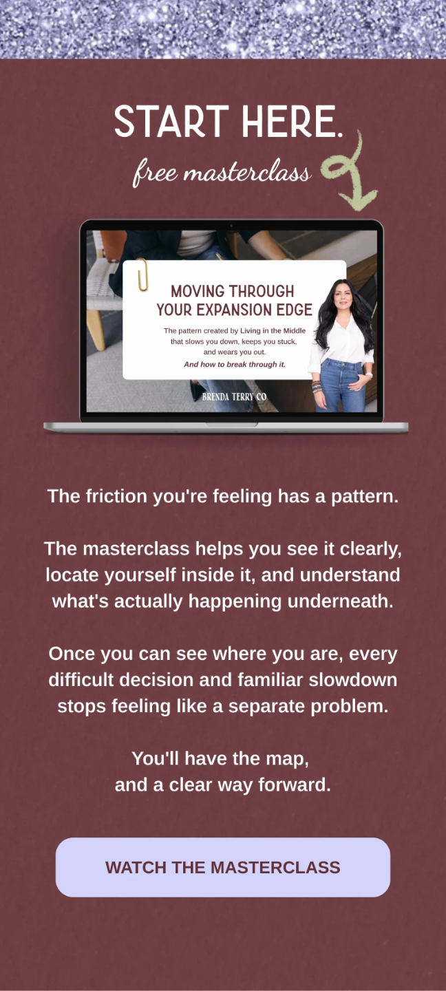 Mobile Brenda Terry Co. homepage section for Moving Through Your Expansion Edge, a free masterclass for growth-driven women in business navigating expansion, internal capacity, and increased demand