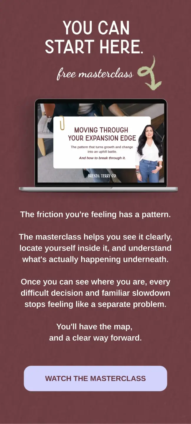 Mobile Brenda Terry Co. homepage section for Moving Through Your Expansion Edge, a free masterclass for growth-driven women in business navigating expansion, internal capacity, and increased demand
