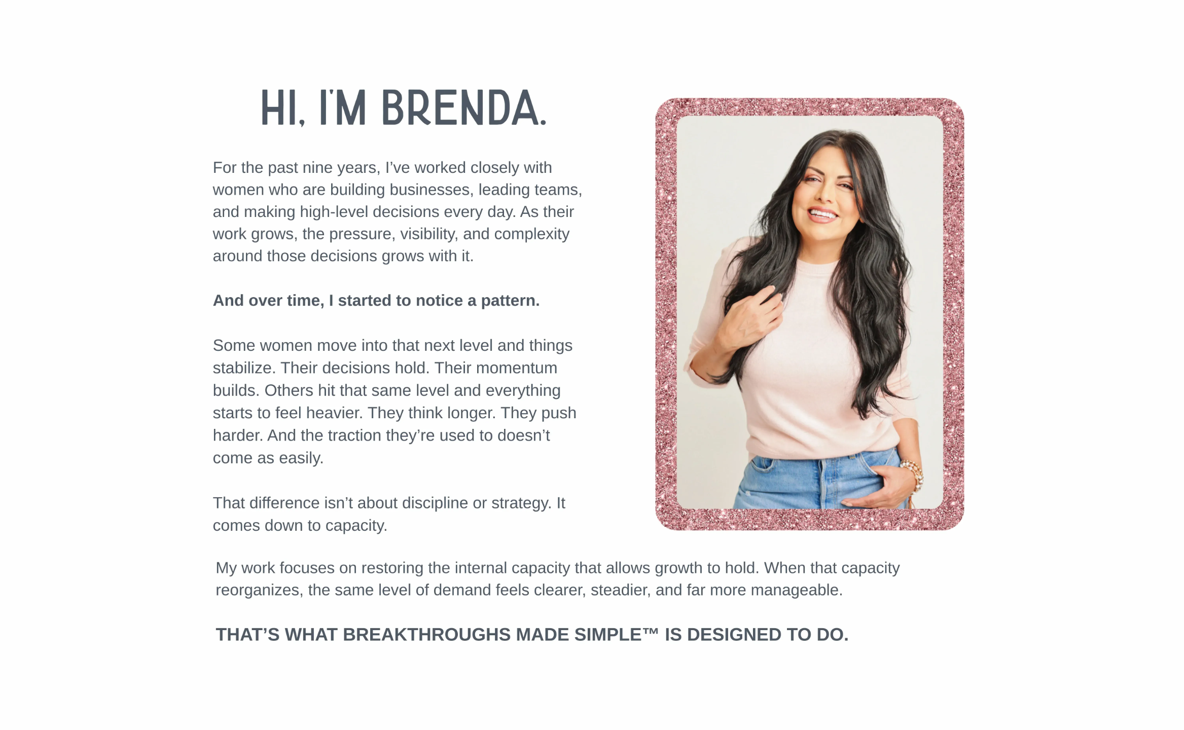 Brenda Terry, founder of Breakthroughs Made Simple™, sharing her approach to helping women in business create lasting change through internal safety and sustainable growth.
