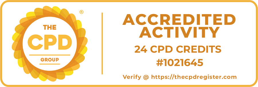 Accredited activity, 24 CPD credits, activity number 1021645