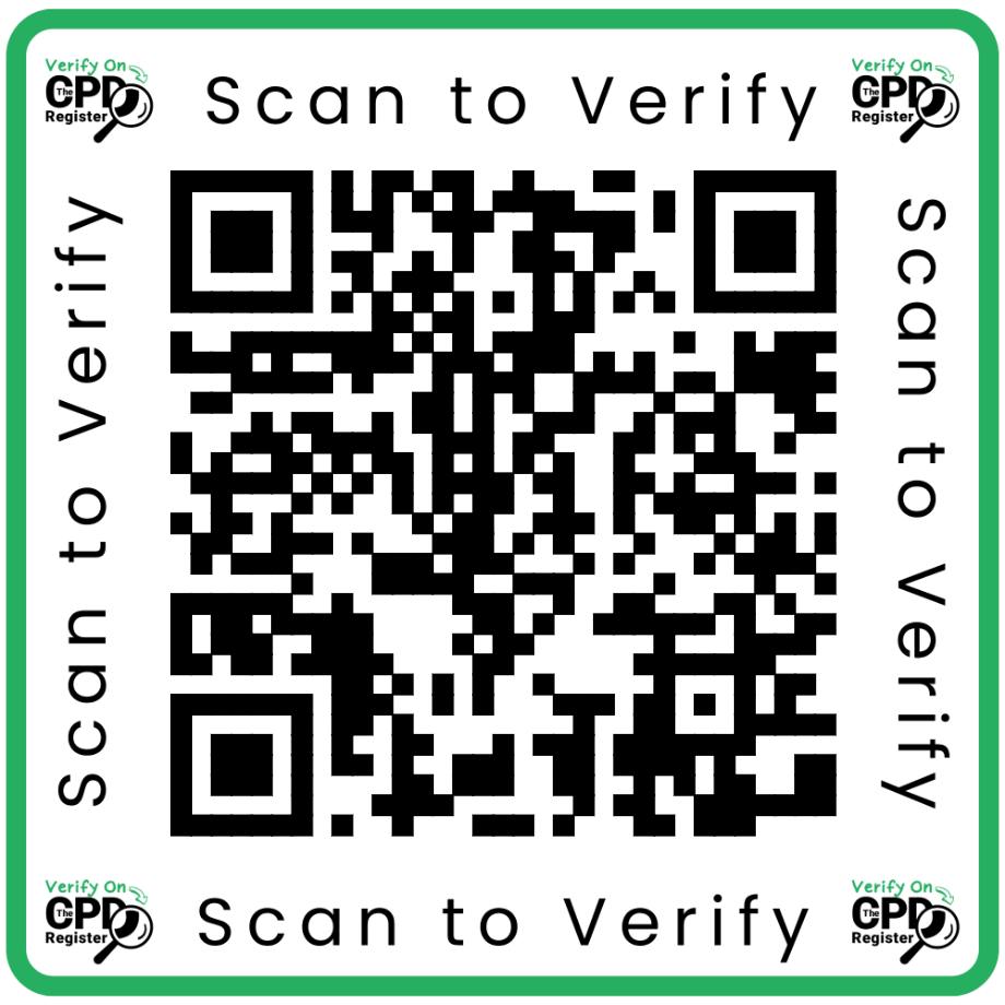 QR code: scan to verify this accreditation on The CPD Register