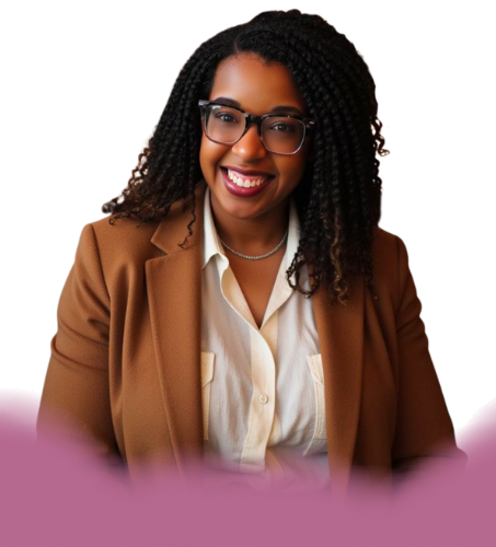 Mercedes Swan Business Coach for Black Women Delivering Training on Couch in Office