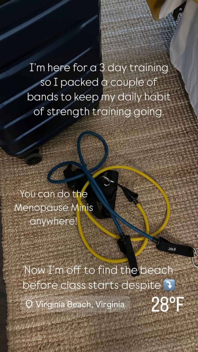 women doing strength training exercises for menopause while traveling