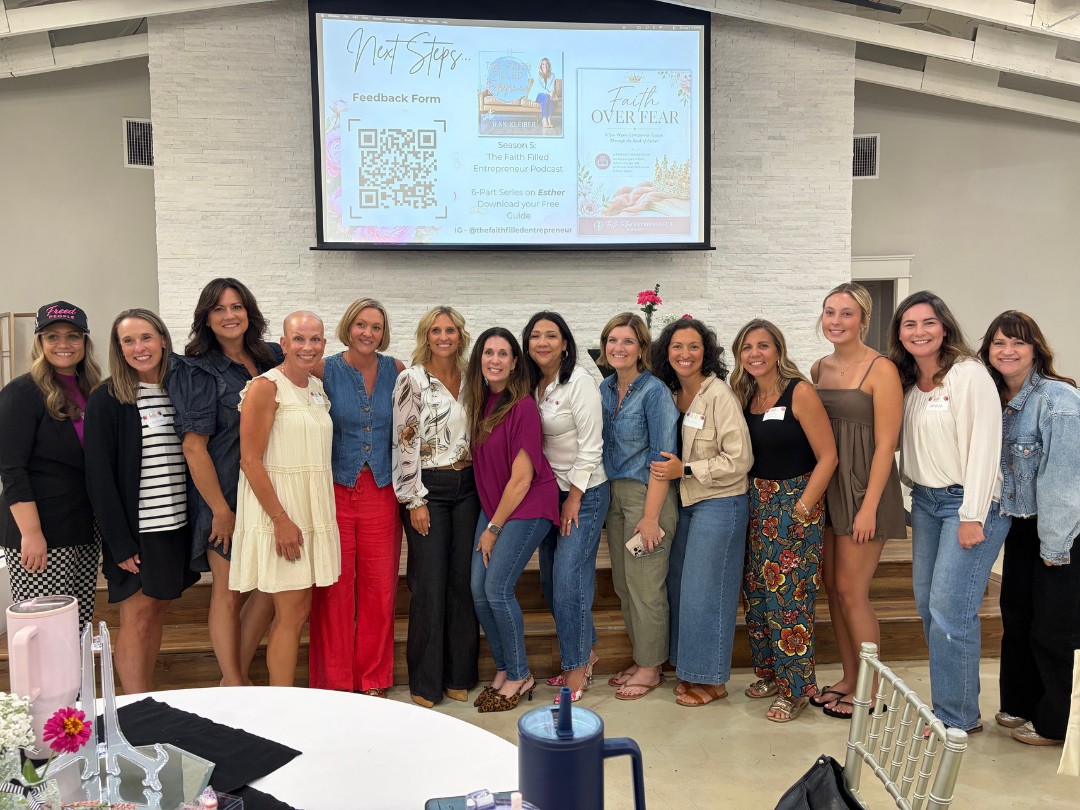 Women entrepreneurs gathered at a Faith Filled Entrepreneur event