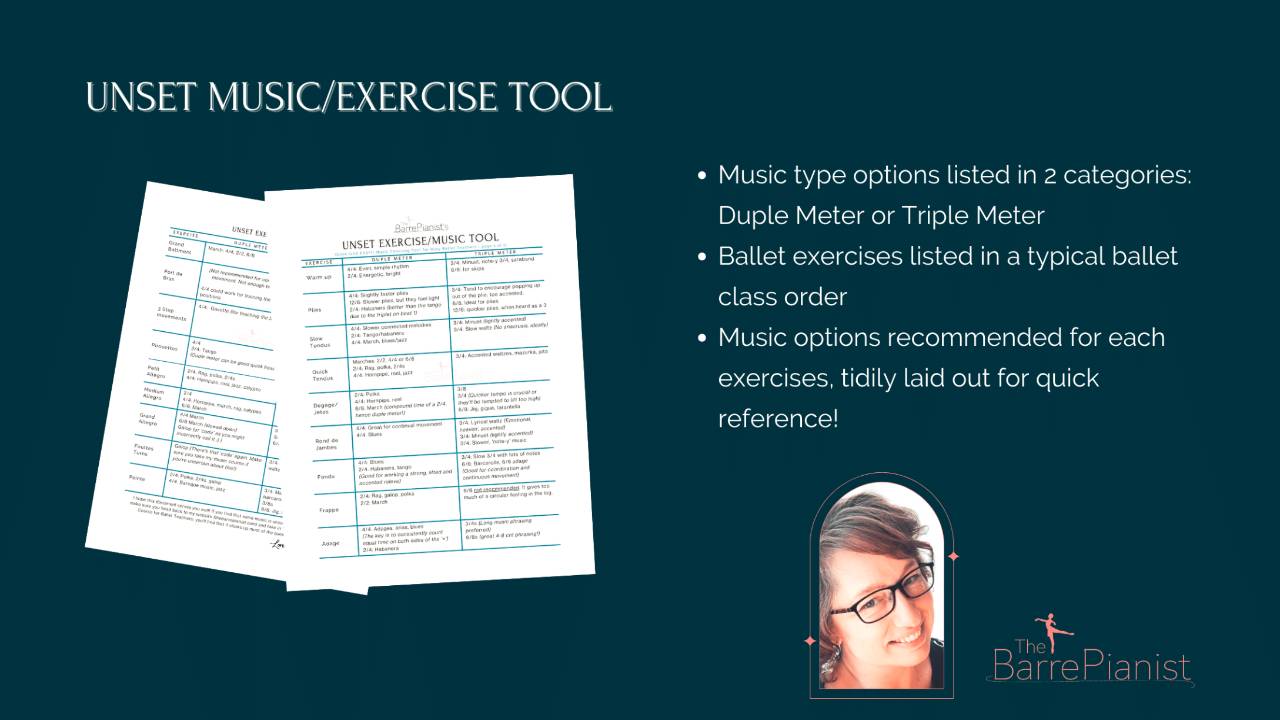 Unset Music Tool and list of over 30 ballet pianists with class albums