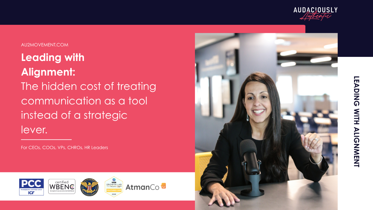 Picture of CEO Anadel Alberti speaking with microphone along with title of article