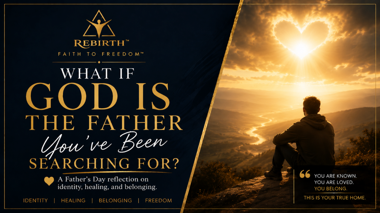 John Hanna Faith to Freedom blog image for What If God Is the Father You’ve Been Searching For, showing a person sitting under heavenly light as a symbol of God as Father, identity, healing, belonging, and faith.